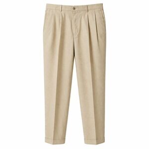 Vtg SLATES Linen Blend Pleat-Front Cuffed Hem Pant Sz 36x34 (36x32) Beige *READ*